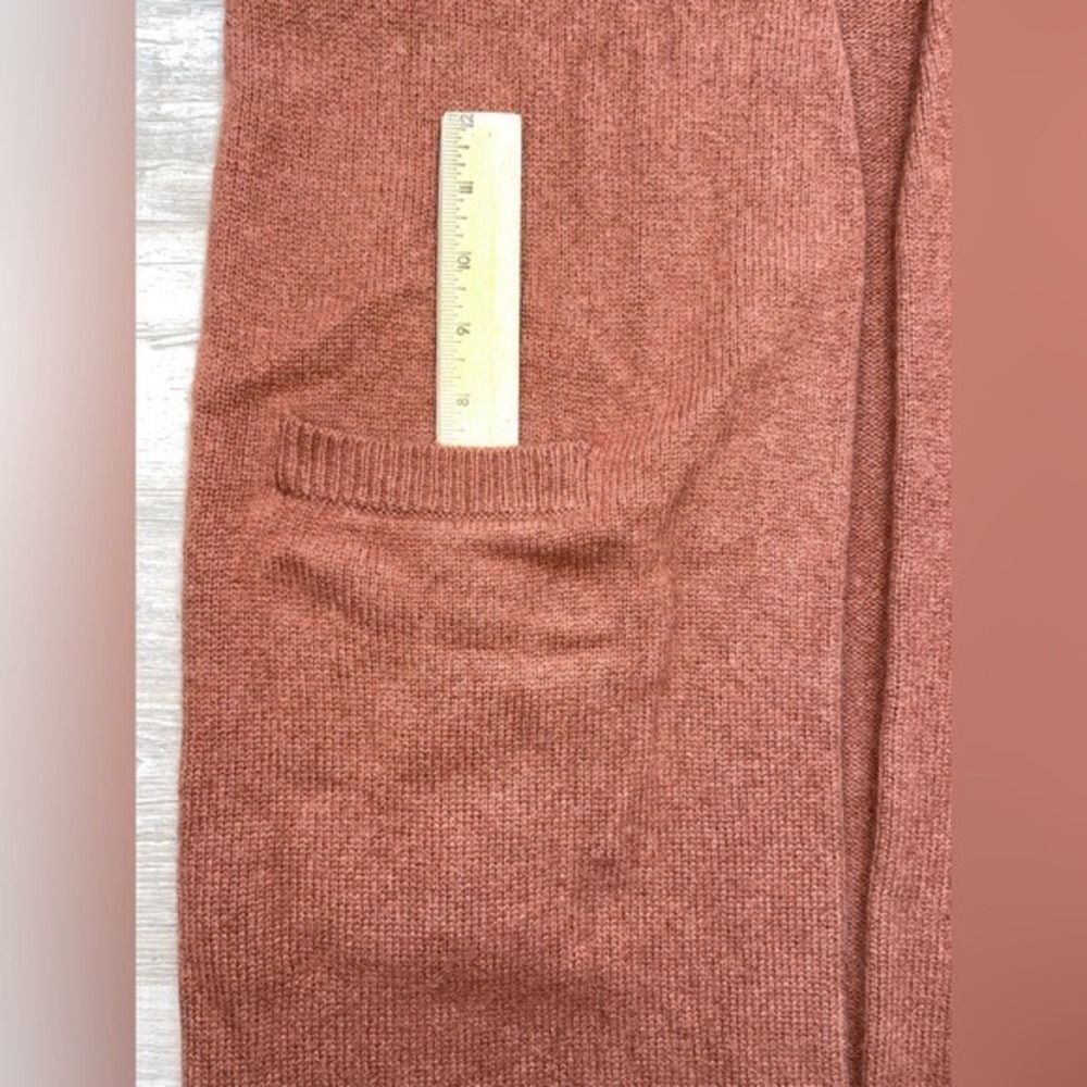 Halogen Wool Cashmere Long Duster Cardigan W/S Rust brown Pocket LN - Picture 8 of 16